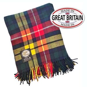 G500 Classic Vintage Travel Blanket Throw Wool Made in Scotland Buchanan Tartan